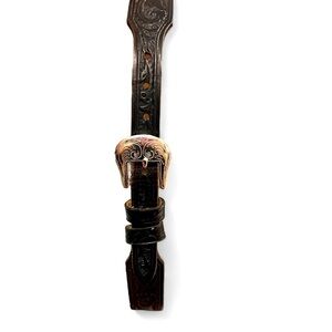 Silver Creek Belt Brown Embossed Leather Silver Buckle Heart Concho Size 34